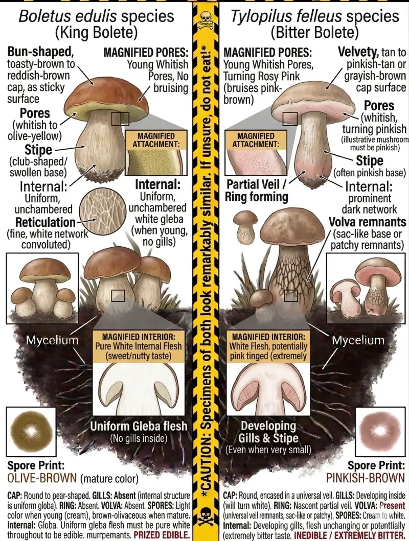 King Bolete vs Bitter Bolete comparison