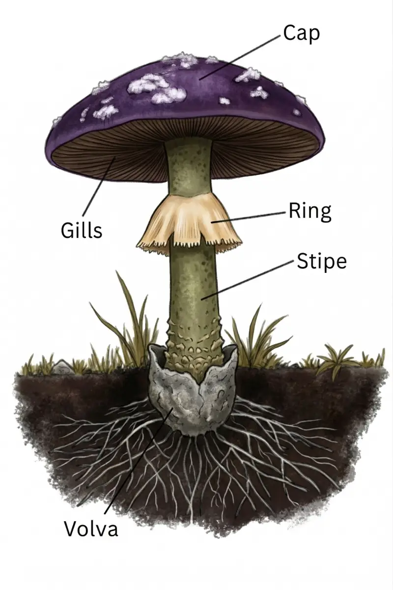 AI mushroom identifier – anatomy guide